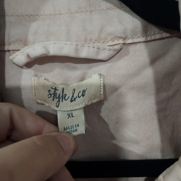 Style & Co Light Pink Zip-Up Drawstring-Waist Field Jacket in Size XL ExtraLarge - Picture 2 of 11